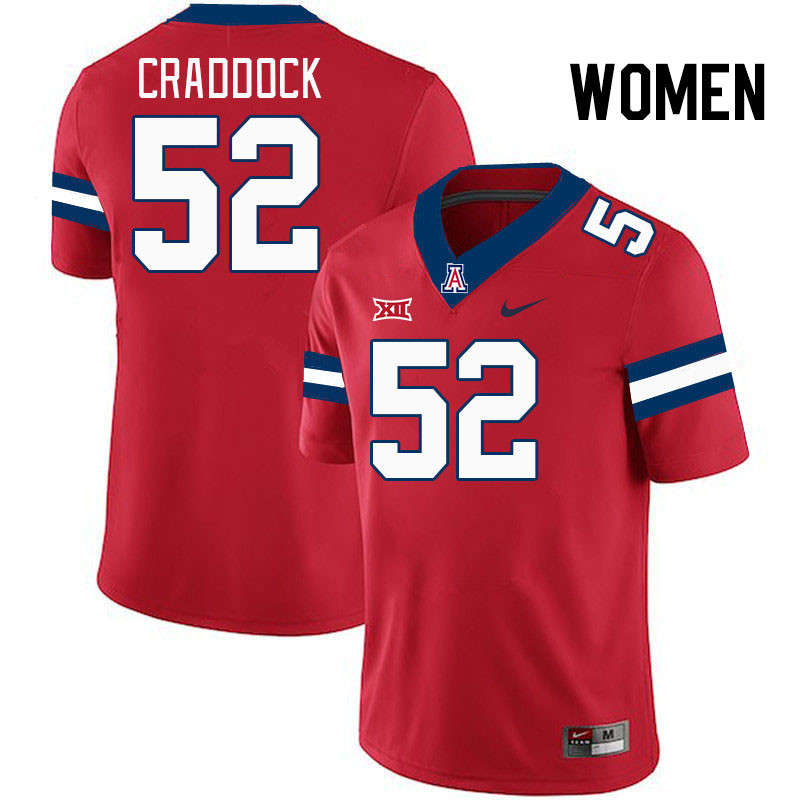 Women #52 Brandon Craddock Arizona Wildcats Big 12 Conference College Football Jerseys Stitched-Red